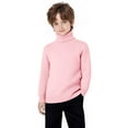 thumbnail image 4 of IVEYRTF Kids Solid Color Mock Neck Knit Sweater Long Sleeve Fall Winter Warm Comfortable Everyday Knitwear for Boys Girls 1-13 Years(Pink,8 Years), 4 of 9