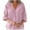 Pink, variant on GigrtiJin Women's Casual 3/4 Sleeve Blouse Solid Color V-Neck Fashion Loose Top Summer Comfy Basic Shirts