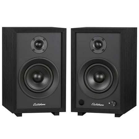 Electrohome McKinley 2.0 Stereo Powered Bookshelf Speakers with Built-in Amplifier and 4" Drivers for Turntable, TV, PC and Wireless Music Streaming featuring Bluetooth 5, RCA and Aux (EB30B)