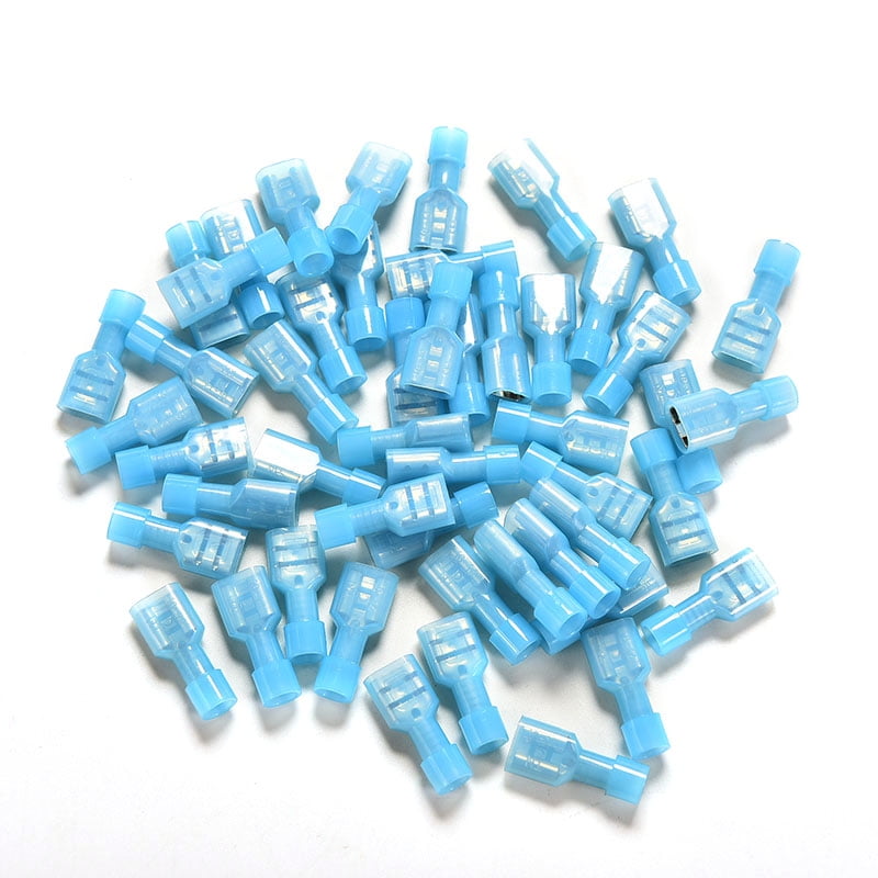50pcs Blue 16-14 Gauge Female Insulated Quick Disconnect Terminal Connector