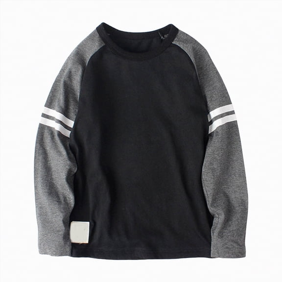 HCNTES Toddler Boys Long Sleeve Shirts Graphic Cotton Casual Crewneck Tops, Fall Winter Layering Tees(Black,8-10 Years)