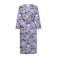 thumbnail image 4 of Yuyamidu Cute Ghost Women's Long Robes Bat V-Neck Bathrobes Halloween Long Sleeve Robe Size S Ladies Sleepwear Nightgown Purple Dressing Gown with Waist Belt, 4 of 7