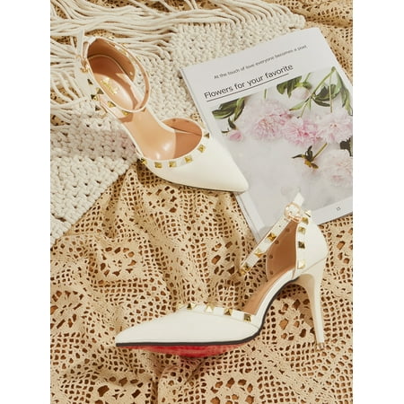 

Studded Decor Ankle Strap Heels Women‘s Footwear