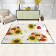 thumbnail image 2 of SKYSONIC 36x24in Poppy Sunflower Summer Area Rug, White Daisy Lovely Non-Slip Floor Carpet for Indoor Living Dining Room Bedroom, 2 of 7