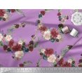 thumbnail image 2 of Soimoi Purple Cotton Poplin Fabric Ranunculus & Penoy Floral Print Print Fabric by the Yard 42 Inch Wide, 2 of 3