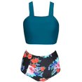 thumbnail image 3 of Roaso Women's Elegant Bikini Two Piece Swimwear Floral High Wasit Crossback Swimsuits Bathing Suits, 3 of 5