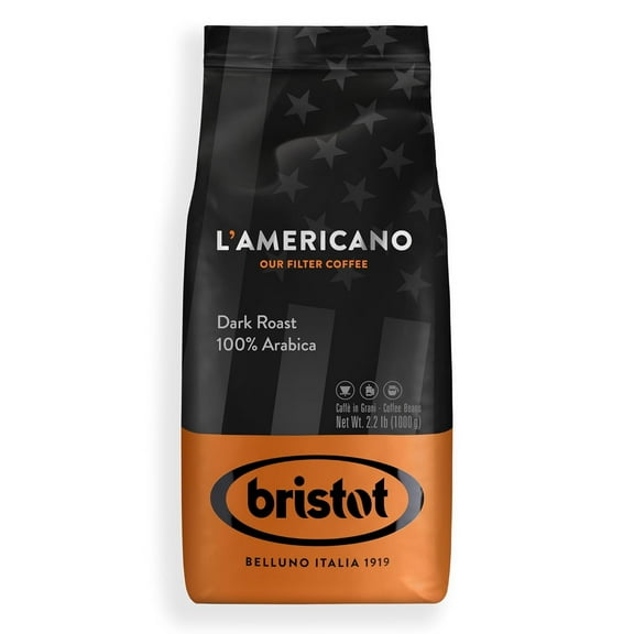 Bristot L‘americano Filter Coffee - Italian Coffee Beans - 100% Arabica - Dark Roast | 2.2lbs/1kg