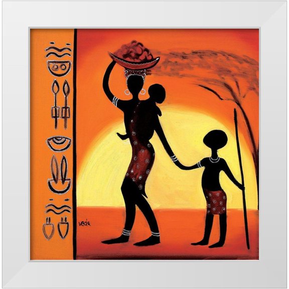 Veda 12x12 White Modern Wood Framed Museum Art Print Titled - Black Family II