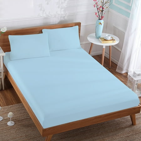 21 Inch Bed Linens MISR Linen 3PCs Fitted Sheet Egyptian Cotton 400 Thread Count Solid Collection 18 Inches Pocket ()