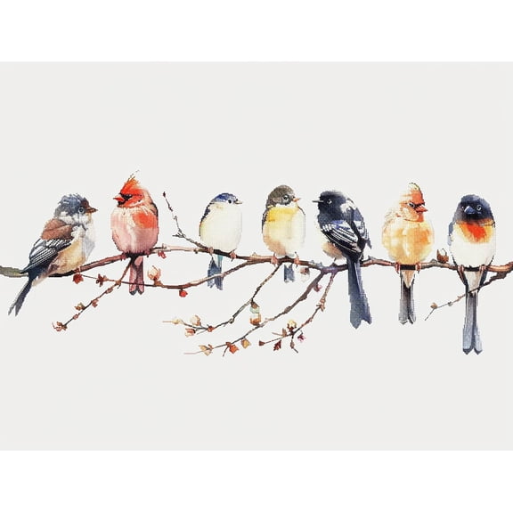 A Row of Colorful Birds Perched on Branches DIY 11CT Stamped Cross Stitch Kits for Beginners Easy Needlepoint Embroidery Counted Cross Stitch Art Craft for Wall Decoration 12x16inch(4)