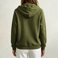 thumbnail image 4 of VEKDONE Womens Thin Fleece Lined Hoodie Fall Long Sleeve 1/2 Zip Up Pullover Sweatshirts | Casual Loose Fit Pullover Tops, Drawstring Hooded Sweatshirt with Kangaroo Pocket Army Green M, 4 of 5
