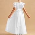 thumbnail image 6 of ITSAME Flower Girls Tunic Dress Ruffle Fly Sleeve Boat Neck A-Line Wedding Party Pageant Gown White Size 2T, 6 of 6