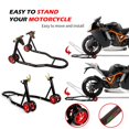thumbnail image 3 of MOTO4U Soporte delantero y trasero para motocicleta Soporte combinado delantero trasero Soporte de elevación de rueda universal Soporte de elevación de carrete de brazo oscilante Soporte de paddock (r, 3 of 5