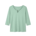 thumbnail image 7 of ClodeEU Women's V Neck 3/4 Sleeve Blouse,Casual Solid Color Top with Keyhole Neck Mint Green,Women's Plus S, 7 of 7