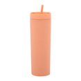 thumbnail image 1 of Vaso de plástico de doble capa de 16 oz, alto valor de color, gran capacidad, vaso para bebidas frías, recto, vaso con pajita para mujer, 1 of 5