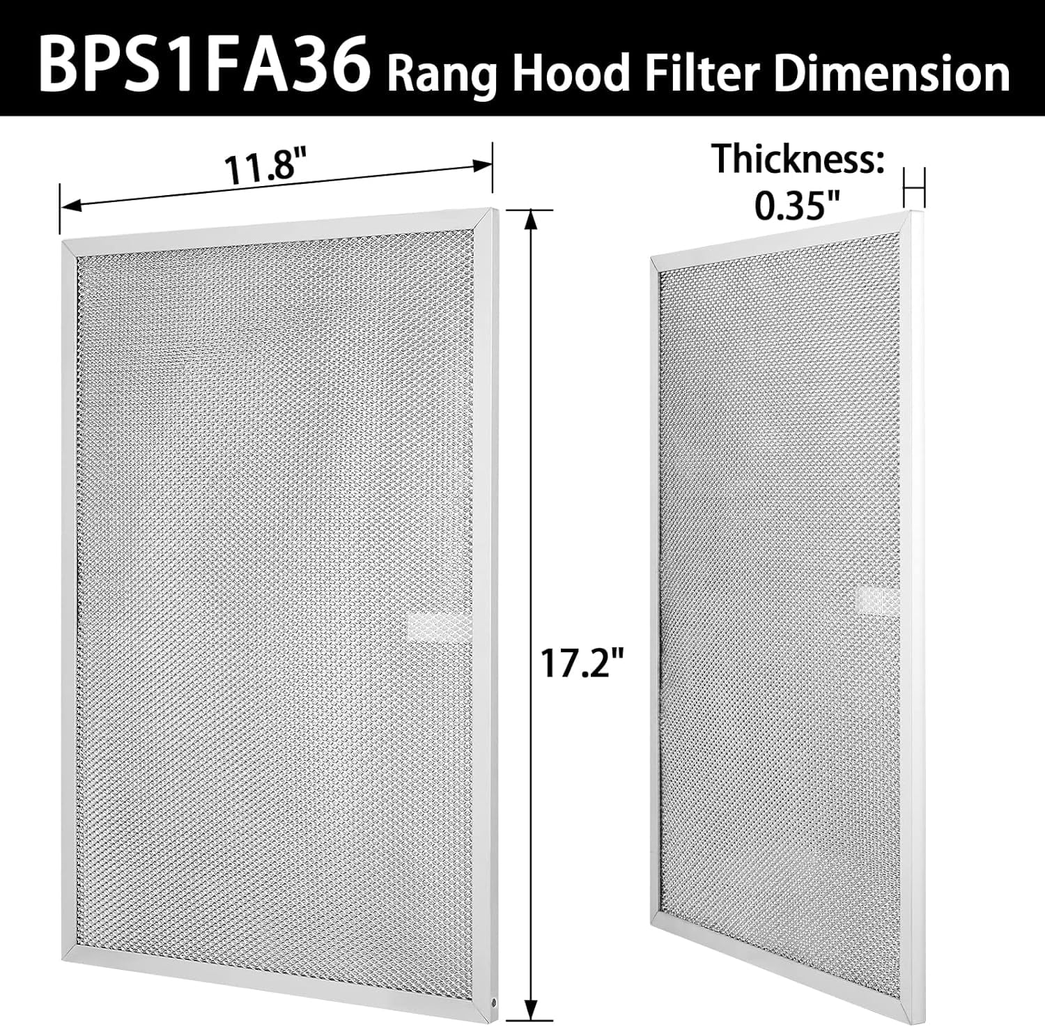 ABCISI BPS1FA36 Aluminum Range Hood Filter 17-1/4"X 11-3/4"X 3/8" for Broan Nutone Allure QS1 36" and 36" WS1 WS2 Range Hood Filter Replacement 5 Layers, 2 Pack