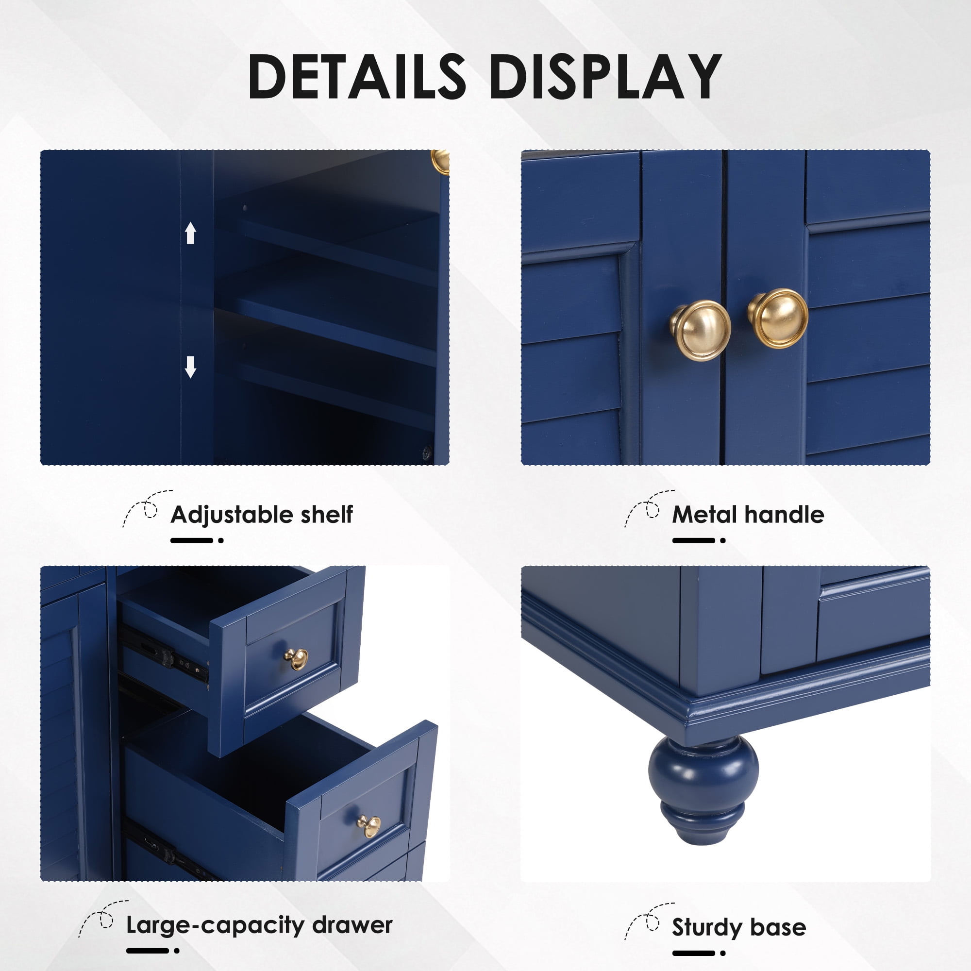 Bathroom Vanity, Vanity with Sink, Storage Vanity 36 Inch with Integrated Ceramic Sink Soft Close Drawers Multi Tier Storage Solid Wood Frame for Bathroom, Blue