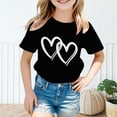 thumbnail image 2 of Baby Clothes for Girls Cute Graphic Girls Shirts Round Neck Short Sleeve T Shirt Soft Stretch Cotton for School Black 5-6 Years, 2 of 5