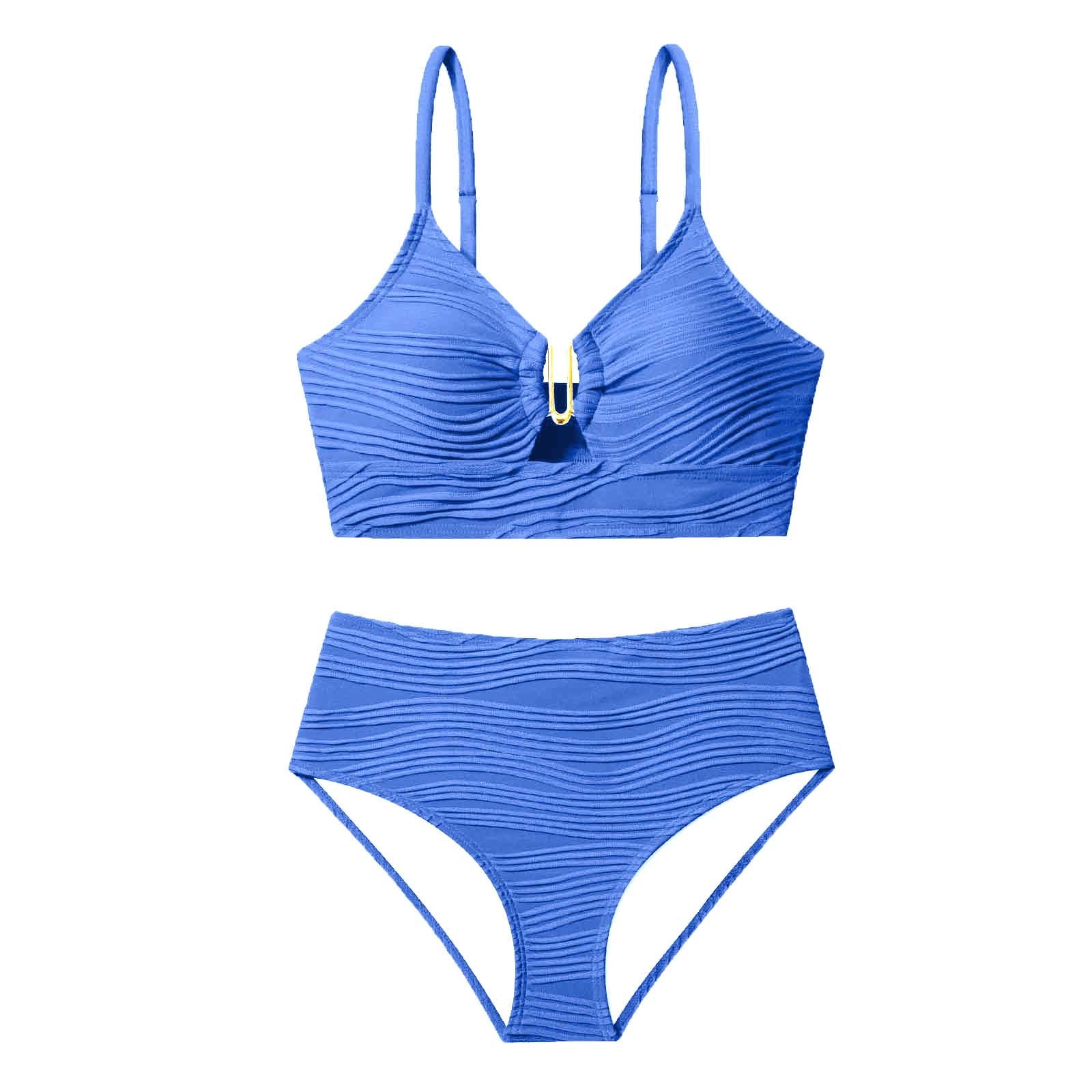 Womens Tankini Swimsuits 2 Piece Push-Up Bikini Sets Ladies Trendy Solid Color V Neck Tops High Waisted Shorts Beach Swimwear Bathing Suits