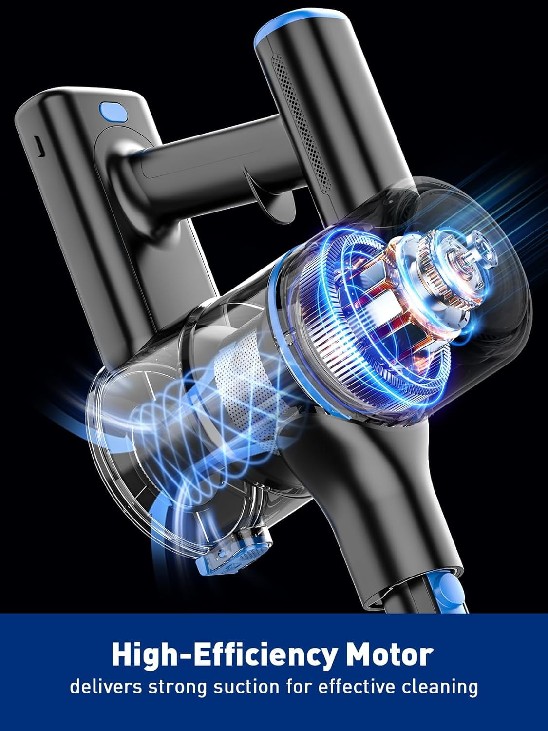 Cocbny Cordless Vacuum Cleaner,Self Standing 30Kpa 8 in 1 Lightweight Stick Vacuum, Anti-Tangle Vacuum, 40mins Runtime Rechargeable Vacuums for Home, Hardwood Floor, Carpet, Pet Hair, Blue