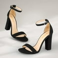 thumbnail image 2 of ElElax Nude Heels for Women Open Toe Ankle Strap High Heel Sandals 4 Inches Tall High Heels Sandal for Wedding, Party, Prom,Summer Sandals, Black, Size 10, 2 of 7