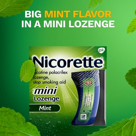 Nicorette Stop Smoking Aid 2 mg Mini Lozenges, Mint 20 ea (Pack of 3)