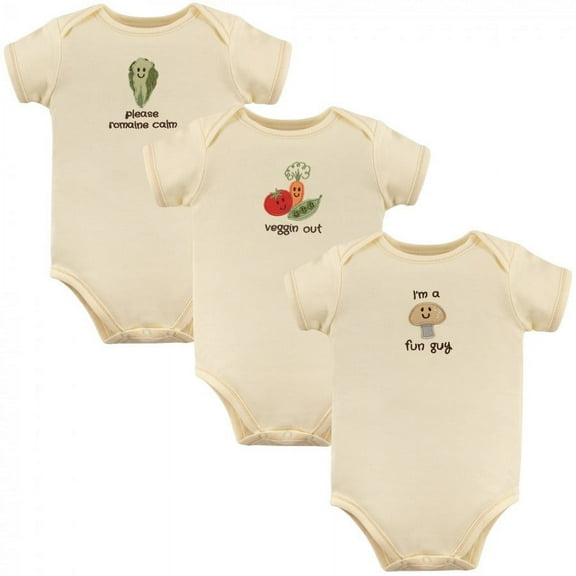 Touched by Nature Organic Cotton Bodysuits 3pk, Mushroom, 0-3 Months