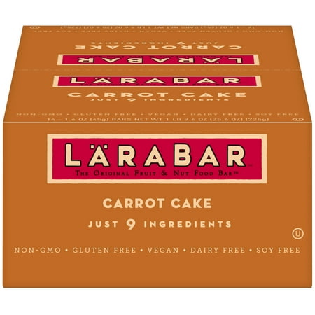 Larabar Gluten Free Bar, Carrot Cake, 1.6 oz Bars (16