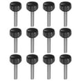 thumbnail image 1 of Unique Bargains 12 Pack M5 x 25mm Filetage Mâle 16mm Moleté Poignée Boutons de Serrage Poignée Pouce Vis Noir, 1 of 5