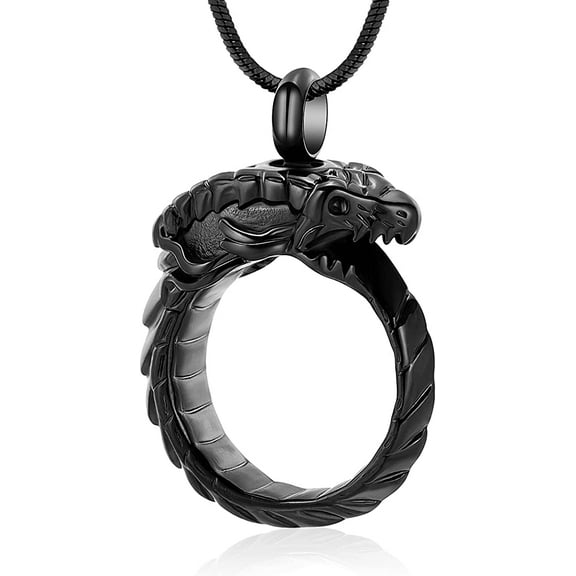 Ouroboros Eternal Urn Necklaces for Ashes 316l stainless steel Cremation Jewelry for Ashes Urns for Human Ashes Pendant Necklace with Funnel Filler Kit