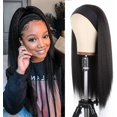 thumbnail image 2 of Yanonmyfd  22Inch Yaki Straight Headband Wig for Women Long Black Afro Kinky Straight Wig Headband Synthetic Wigs Glueless Synthetic Wigs None Lace Front Headbands Wigs with Headband Attached, 2 of 8