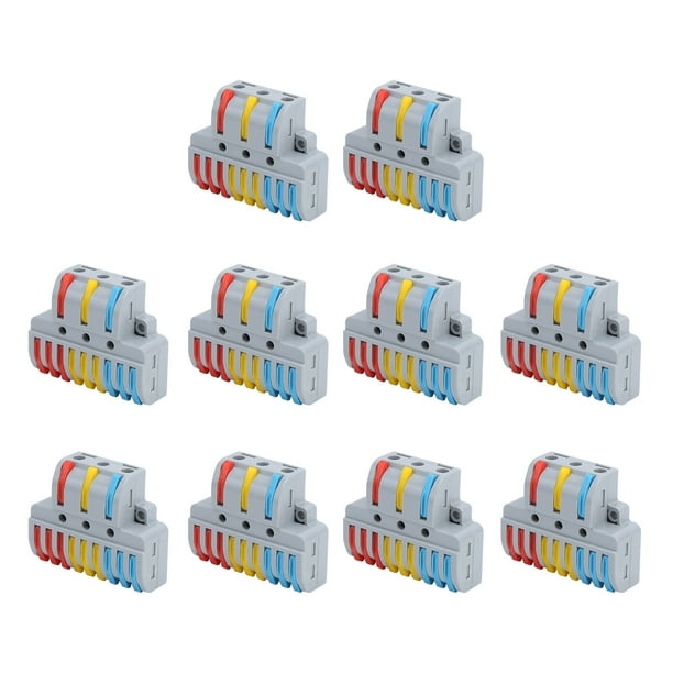 10 piezas de terminales de abrazadera de bloque de cable, conectores eléctricos de cableado rápido de 3 entradas y 9 salidas LT-933