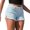 Sky Blue, variant on Women Summer Denim Shorts Ripped Edge Multi Pockets Solid Color Button Zipper Closure Slim Fit High Waist Soft Breathable Commute Party Club Short Jeans