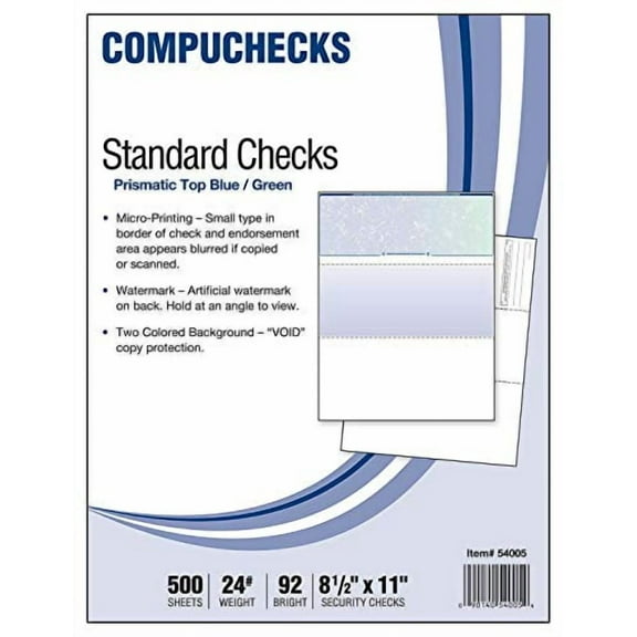 500 Blank Check Stock - Check on Top - Blue/Green Prismatic