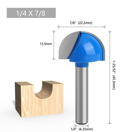

1/4 Shank Ball Nose Router Bits End Mill Round Cove Box Solid CNC Milling Bit