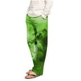 thumbnail image 1 of Pantalones de pijama largos de poliéster para hombre, informales, con estampado a cuadros, holgados y deportivos., 1 of 4