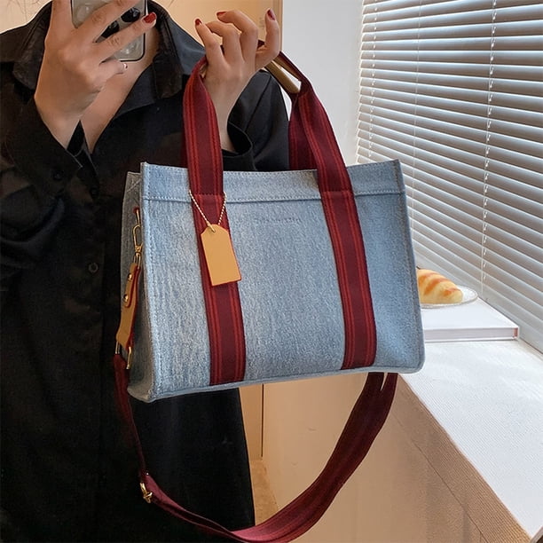Bolso cruzado unisex Bolso cruzado de mezclilla de gran capacidad Monederos elegantes con asa superior