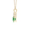 thumbnail image 2 of ANGARA Natural Oval Emerald Solitaire Pendant with Trio Diamond in 14K Yellow Gold for Women (Size-7x5mm) | May Birthstone, Birthday, Anniversary, Jewelry Gift for Women | Natural Emerald Necklace, 2 of 7