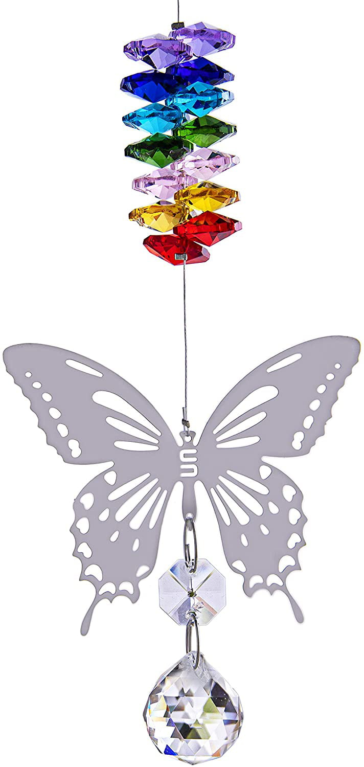 Rainbow Maker Butterfly Crystal Suncatcher Pendant Pendulum Wedding Decor Gift 