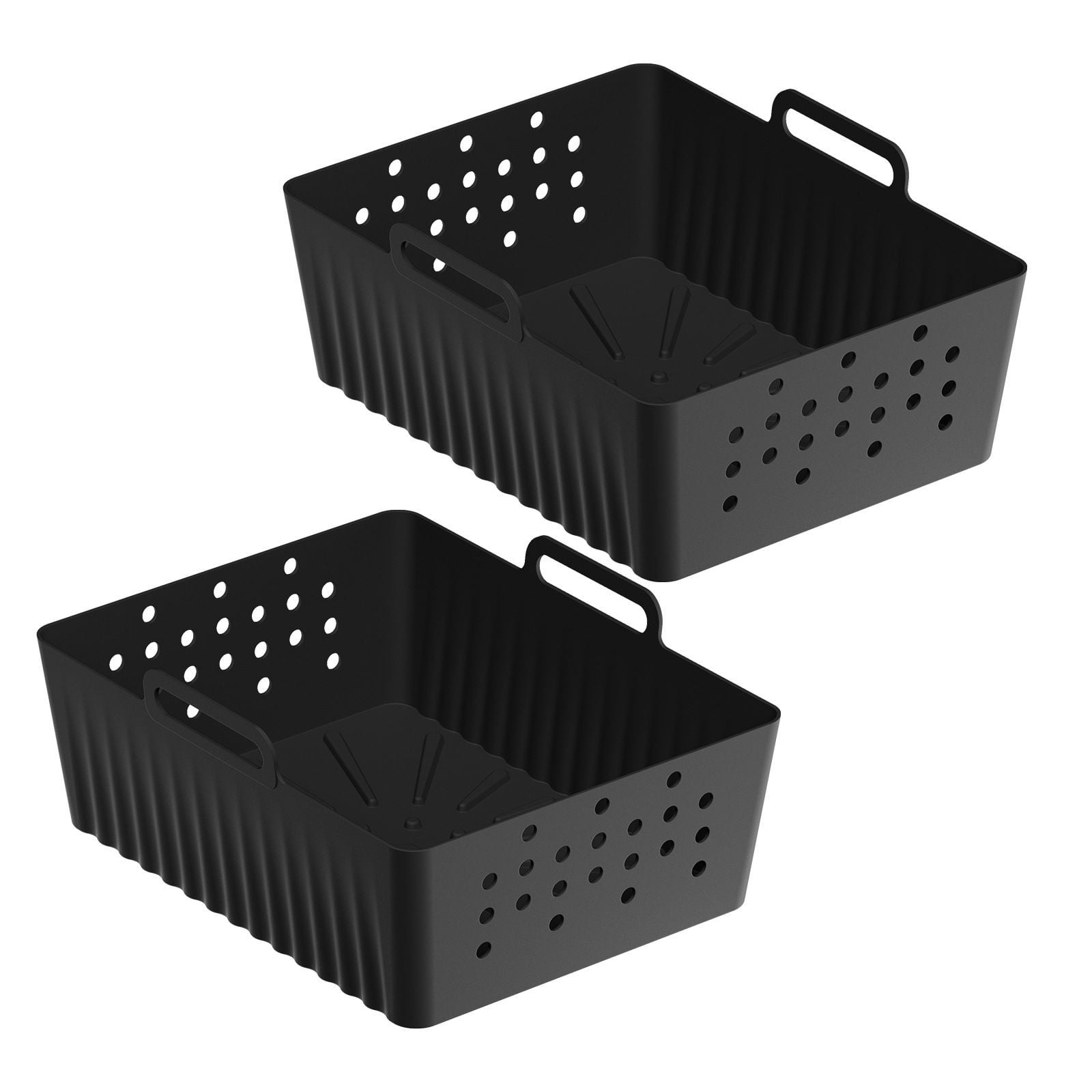 Weloille Air Fryer Silicone Baking Mats 2PCS Set, Double Layer Blue Gray Healthy Material BPA Free Easy Demould for Efficient Cooking