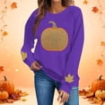 thumbnail image 2 of HongQid Crew Neck Sweatshirts Women Graphic Fall Pumpkin Thanksgiving Pullover Tops Oversized Winter Autumn Season Shirts Sequin Halloween Funny Cute Long Sleeve Tops, 2 of 7