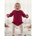thumbnail image 3 of RUINIXCW Newborn Baby Girl Knit Sweater Romper Infant Baby Girl Fall Winter Clothes Basic Solid Color Ruffle Long Sleeve Bubble Bodysuit Pullover Top, 3 of 10