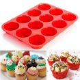 thumbnail image 2 of Pruboru 1 Pack Silicone Muffin Pan & Cupcake Pans for Baking, Silicone Muffin Pan Cupcake Pan 12-Cup Baking Molds (1Pc, Red), 2 of 5