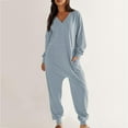 thumbnail image 7 of FAIWAD Women's Jumpsuits Long Sleeve V Neck Rompers Baggy Plus Size Solid Color Comfy Romper with Pocket, 7 of 7