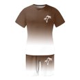 thumbnail image 3 of KKBOTIVE Mens Summer Outfit Set Button Down Collared Shorts Sleeve Tracksuit Summer Mens Sweatsuits, Brown Size: XXXL, 3 of 4