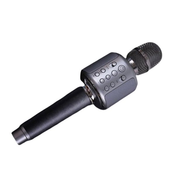 Methold Micrófono inalámbrico para teléfono inteligente, compatible con Bluetooth, recargable, KTV, Karaokes, micrófono de repuesto de cuero, para Cables de audio/vídeo Gris-plata