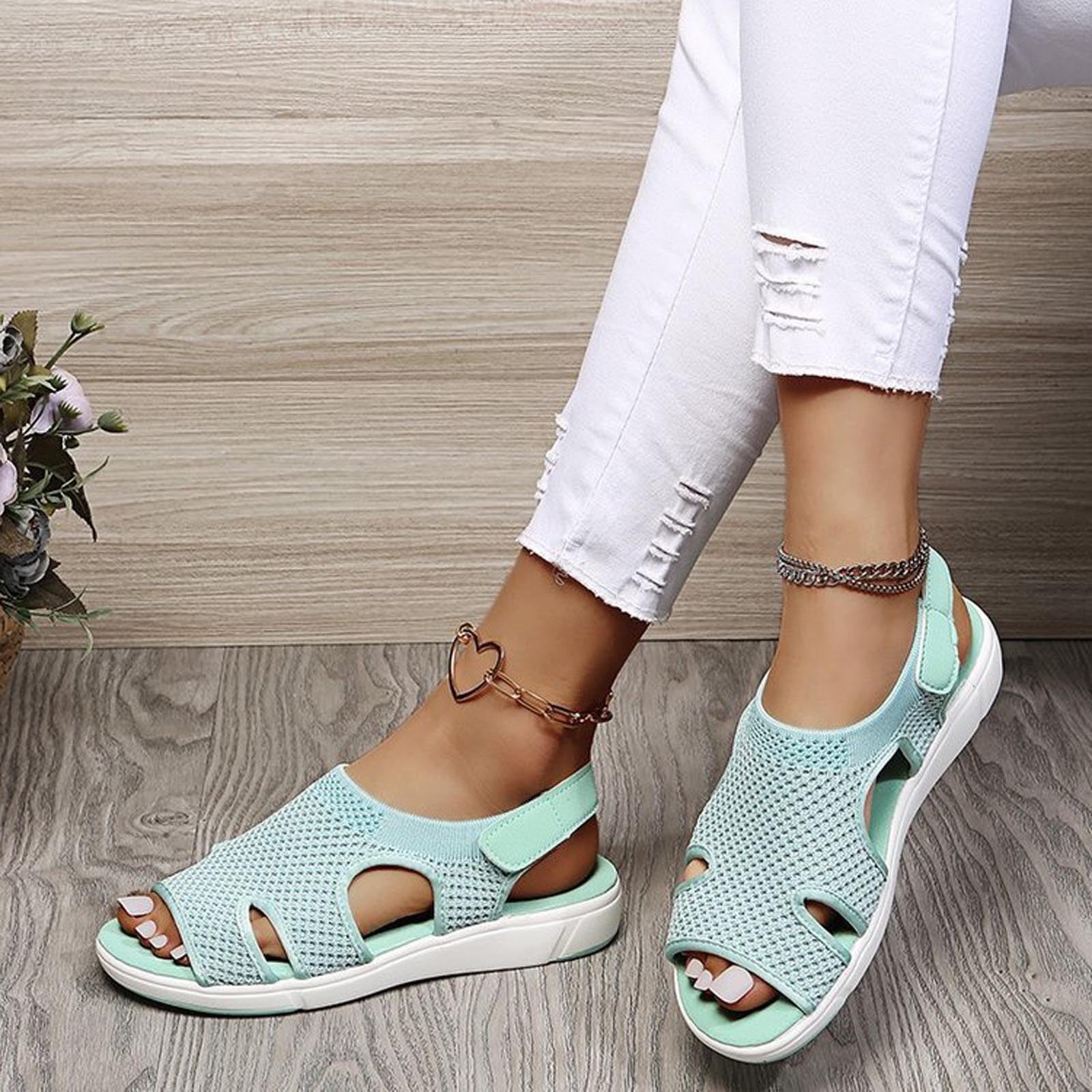 Women's Summer Sandals Casual Bohemia Gladiator Wedge Shoes Comfortable Ankle Strap Outdoor Platform Sandals 