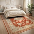 thumbnail image 3 of ODIKA 8'x10' Washable Area Rug Durable, Non-Slip Orange Fall Boho Vintage Terracotta Farmhouse Medallion Design with Floral Scroll for Living Room, Under Sectional, Family, 3 of 7
