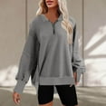 thumbnail image 2 of Holiday Deals Usmixi Womens Sweatshirt Winter Womens Quarter Zip Pullover Sweatshirt Loose Casual Solid Long Sleeve Fall Ladies Tops Fashion Lapel Irregular Hem Oversized Sweatshirt Big Saving, 2 of 7