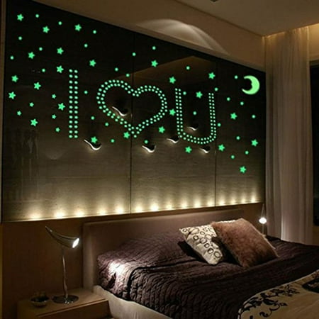 Glow Star Moon Wall Stickers For Kids Room Decal Ceiling